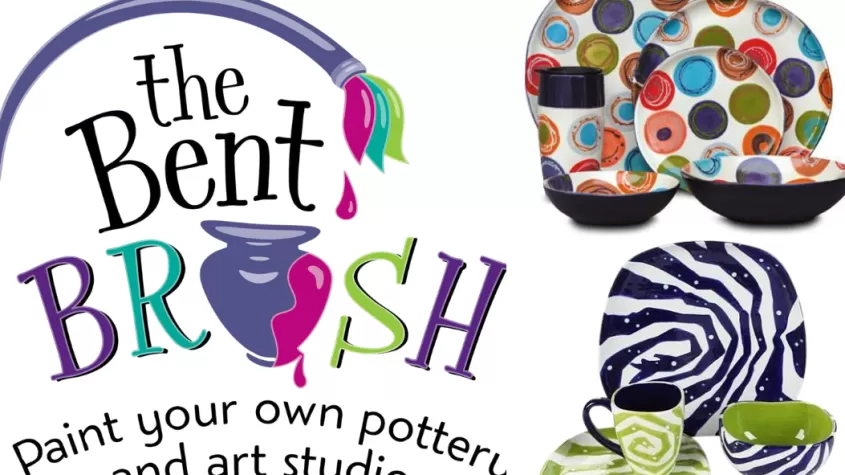 Bent Brush logo with ceramic items