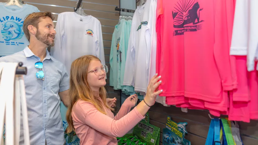 Father and daughter shopping in Ship Store